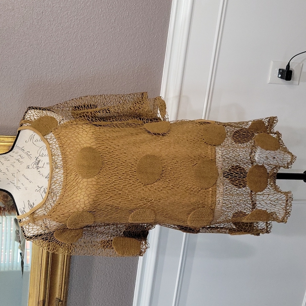 Mesh top Tan/Golden with Camisole  by LARA size Large